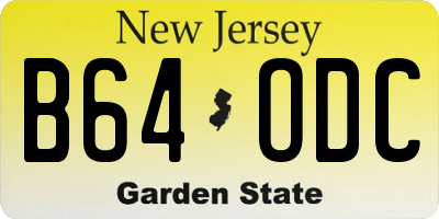 NJ license plate B64ODC