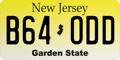 NJ license plate B64ODD