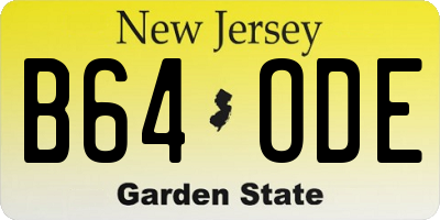 NJ license plate B64ODE
