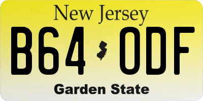 NJ license plate B64ODF