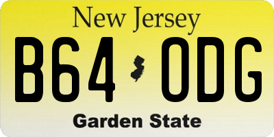 NJ license plate B64ODG