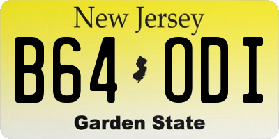 NJ license plate B64ODI