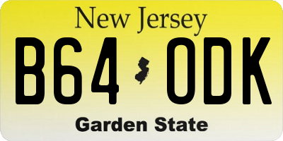 NJ license plate B64ODK