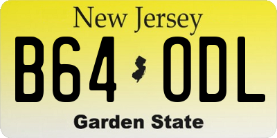 NJ license plate B64ODL