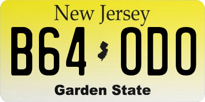 NJ license plate B64ODO