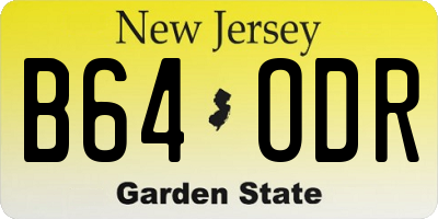 NJ license plate B64ODR