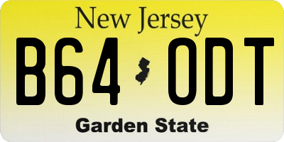 NJ license plate B64ODT