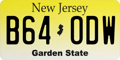 NJ license plate B64ODW
