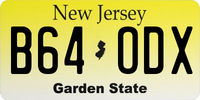 NJ license plate B64ODX