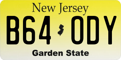 NJ license plate B64ODY