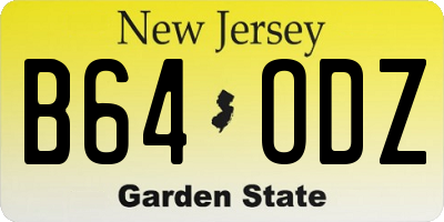 NJ license plate B64ODZ