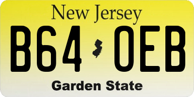 NJ license plate B64OEB