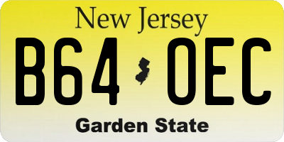 NJ license plate B64OEC