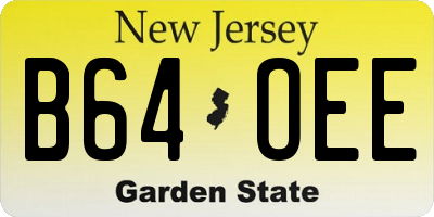 NJ license plate B64OEE