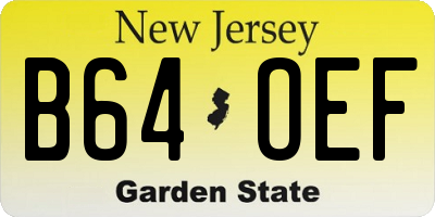 NJ license plate B64OEF