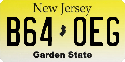 NJ license plate B64OEG