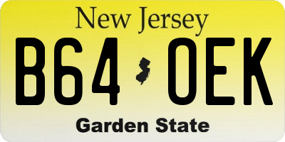 NJ license plate B64OEK