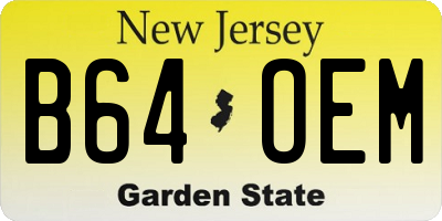 NJ license plate B64OEM