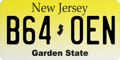 NJ license plate B64OEN
