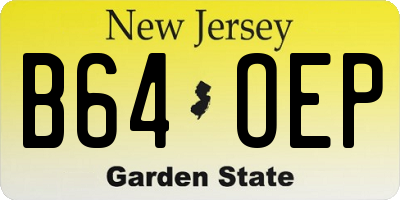 NJ license plate B64OEP