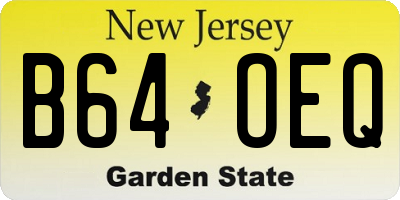NJ license plate B64OEQ