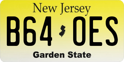 NJ license plate B64OES