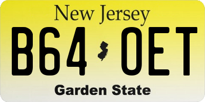 NJ license plate B64OET