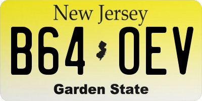 NJ license plate B64OEV