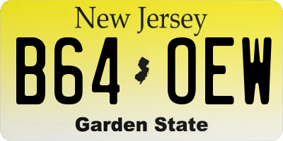 NJ license plate B64OEW