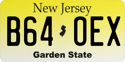 NJ license plate B64OEX