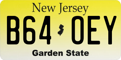 NJ license plate B64OEY