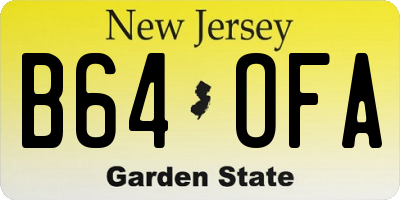 NJ license plate B64OFA