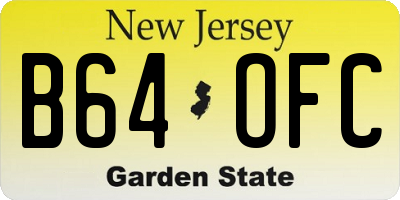 NJ license plate B64OFC