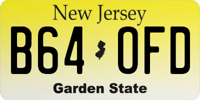 NJ license plate B64OFD