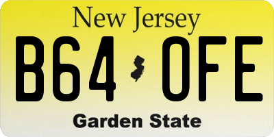 NJ license plate B64OFE