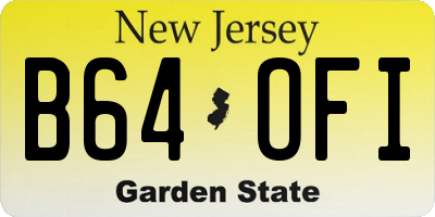 NJ license plate B64OFI