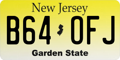 NJ license plate B64OFJ