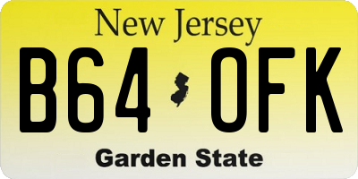 NJ license plate B64OFK