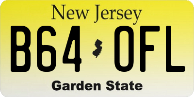 NJ license plate B64OFL