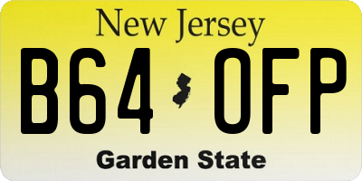 NJ license plate B64OFP