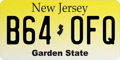 NJ license plate B64OFQ