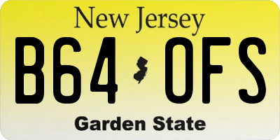 NJ license plate B64OFS