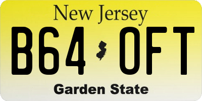 NJ license plate B64OFT