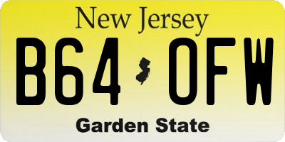 NJ license plate B64OFW