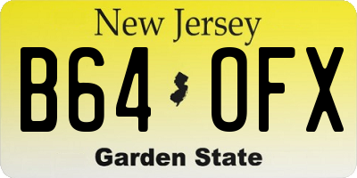 NJ license plate B64OFX