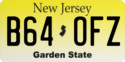 NJ license plate B64OFZ