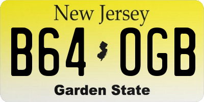 NJ license plate B64OGB