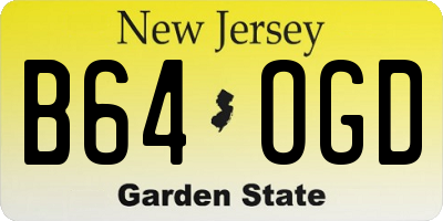 NJ license plate B64OGD