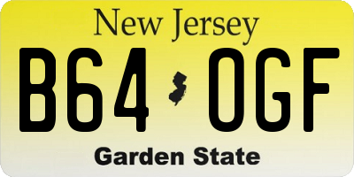 NJ license plate B64OGF