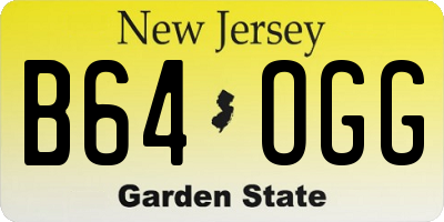 NJ license plate B64OGG